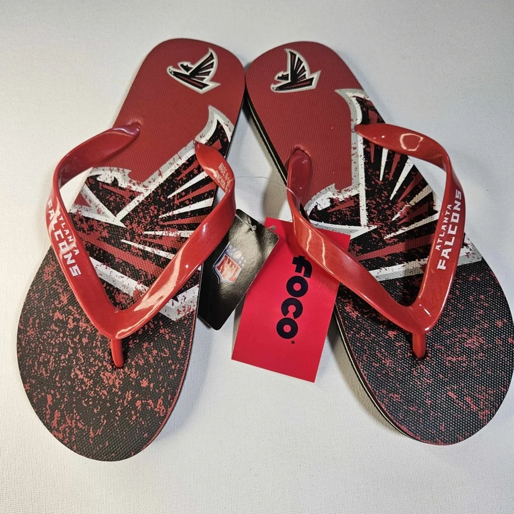 Atlanta Falcons NFL Flip Flops FOCO Mens Medium‎ Officially Licensed team Gear